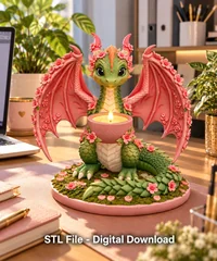 Cherry Blossom Dragon Tealight Holder STL File for 3D Print - Preview image 5