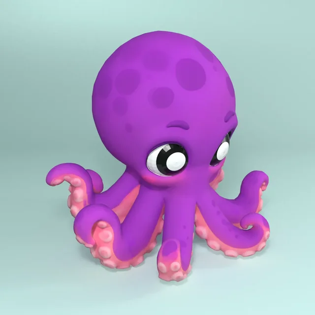 Cute Purple Octopus – Print-Ready Figure + Game-Ready Model 3D model by admine
