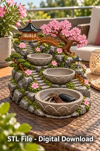 Japanese Zen Garden Key Organizer STL for 3D Print - Preview image 2