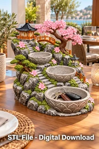 Japanese Zen Garden Key Organizer STL for 3D Print - Preview image 3