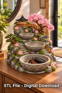 Japanese Zen Garden Key Organizer STL for 3D Print - Preview image 5