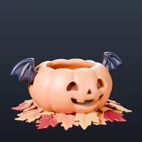 Batwing Pumpkin Bowl - Halloween Candy Bowl (print-ready, flat bottom) - Preview image 1