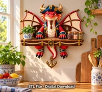 Pirate Dragon Wall Shelf STL File for 3D Print - Preview image 3