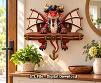Pirate Dragon Wall Shelf STL File for 3D Print - Preview image 5