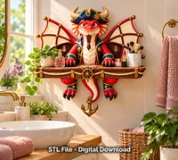 Pirate Dragon Wall Shelf STL File for 3D Print - Preview image 4