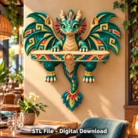 Colorful Dragon Wall Shelf STL File for 3D Print - Preview image 2