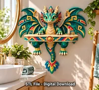 Colorful Dragon Wall Shelf STL File for 3D Print - Preview image 4