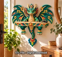 Colorful Dragon Wall Shelf STL File for 3D Print - Preview image 5
