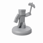 Blocky Miner Figurine with Pickaxe – 3D Printable STL - Preview image 1 - STL 3D print