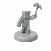 Blocky Miner Figurine with Pickaxe – 3D Printable STL - Preview image 1
