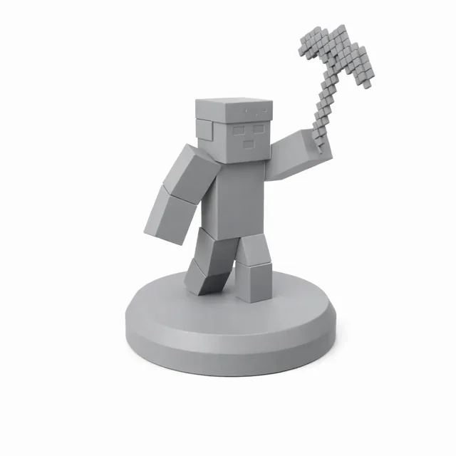 Blocky Miner Figurine with Pickaxe – 3D Printable STL 3D model by admine
