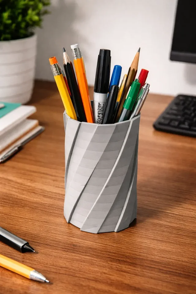 Spiral Pen & Pencil Holder – Modern Desk Organizer (STL) 3D model by admine