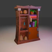 Low Poly Wooden Cabinet | Stylized Medieval Shelf | Game Ready 3D Asset - Preview image 2